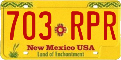 NM license plate 703RPR