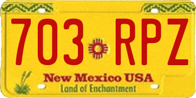 NM license plate 703RPZ