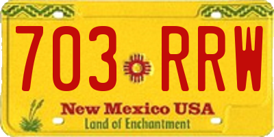 NM license plate 703RRW
