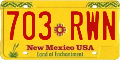 NM license plate 703RWN