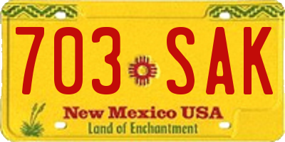 NM license plate 703SAK