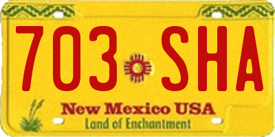 NM license plate 703SHA