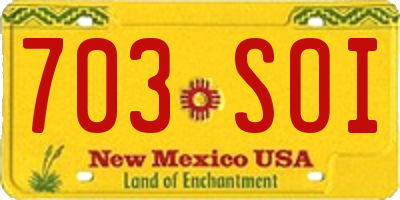 NM license plate 703SOI