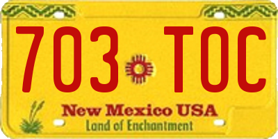 NM license plate 703TOC