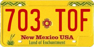 NM license plate 703TOF