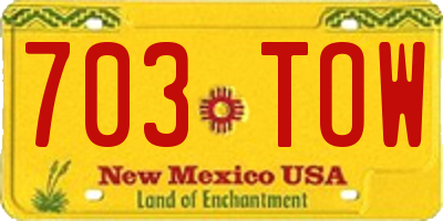 NM license plate 703TOW