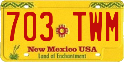NM license plate 703TWM