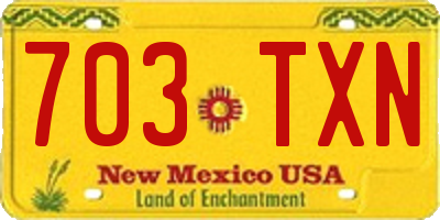 NM license plate 703TXN