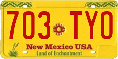 NM license plate 703TYO