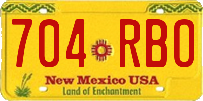 NM license plate 704RBO