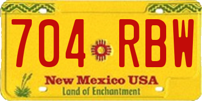 NM license plate 704RBW