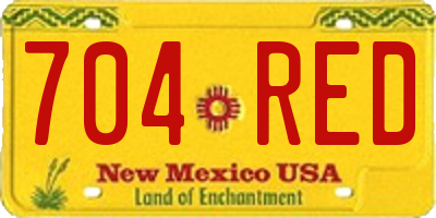NM license plate 704RED