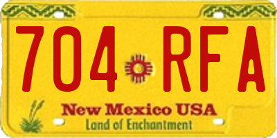 NM license plate 704RFA
