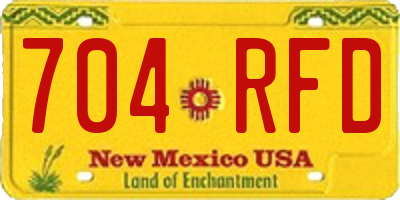 NM license plate 704RFD