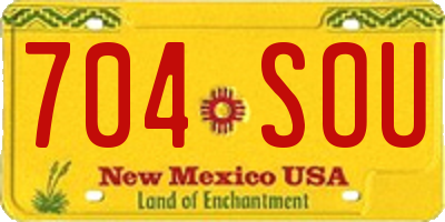 NM license plate 704SOU