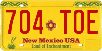 NM license plate 704TOE