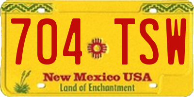 NM license plate 704TSW