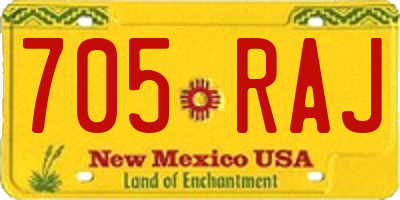 NM license plate 705RAJ