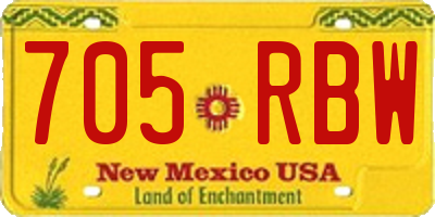 NM license plate 705RBW