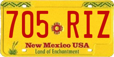 NM license plate 705RIZ