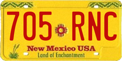 NM license plate 705RNC