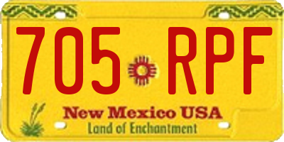 NM license plate 705RPF