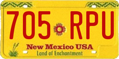 NM license plate 705RPU