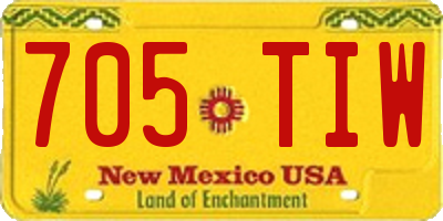 NM license plate 705TIW