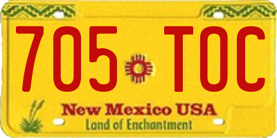 NM license plate 705TOC