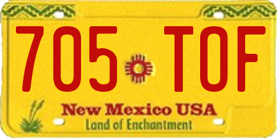 NM license plate 705TOF