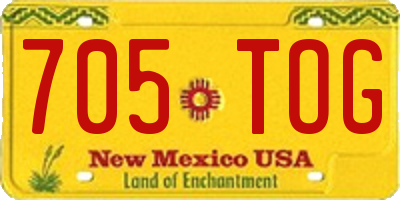 NM license plate 705TOG
