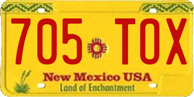 NM license plate 705TOX