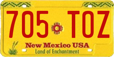 NM license plate 705TOZ