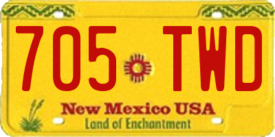 NM license plate 705TWD