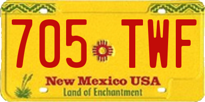 NM license plate 705TWF