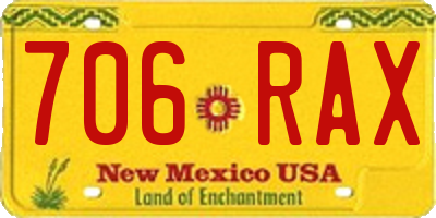NM license plate 706RAX
