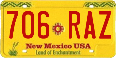 NM license plate 706RAZ