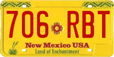 NM license plate 706RBT