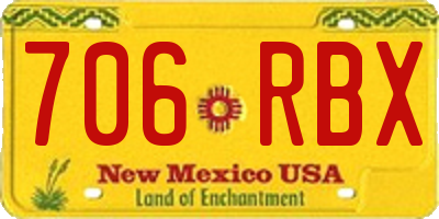 NM license plate 706RBX