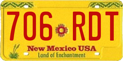 NM license plate 706RDT
