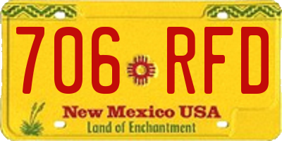 NM license plate 706RFD
