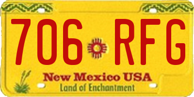NM license plate 706RFG