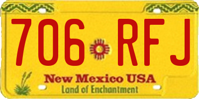 NM license plate 706RFJ
