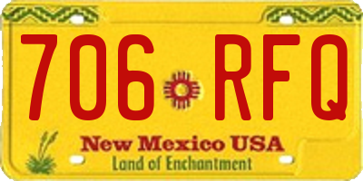 NM license plate 706RFQ