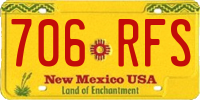 NM license plate 706RFS