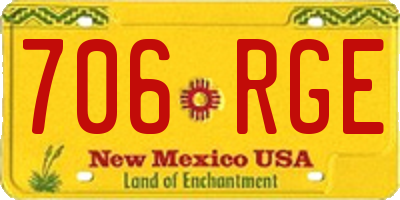 NM license plate 706RGE