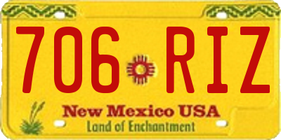 NM license plate 706RIZ