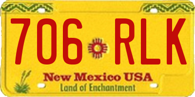 NM license plate 706RLK