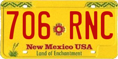 NM license plate 706RNC