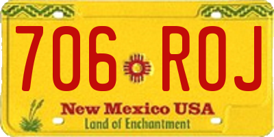 NM license plate 706ROJ
